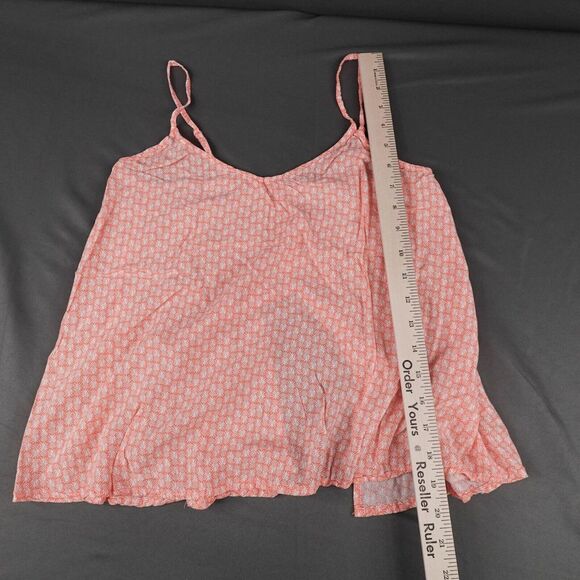 Old Navy Womens Tank Top XS Peach Ditzy Pineapple Flowy Split Back Flowy Casual - Picture 11 of 12